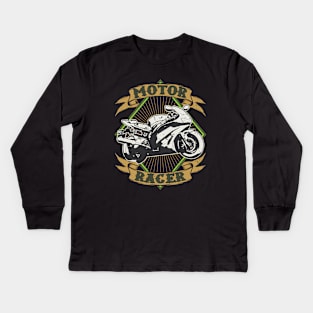 Motor Racer vintage Racing Motorbike Kids Long Sleeve T-Shirt